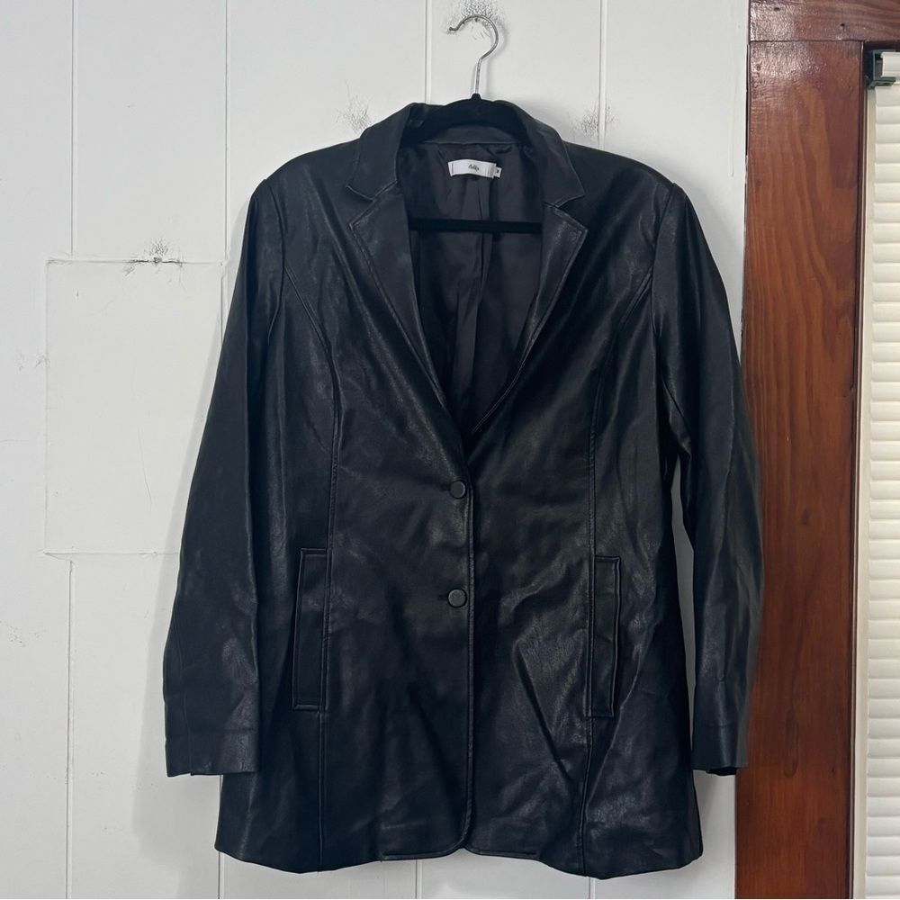 Adika Black Faux Leather Blazer‎ Jacket Medium